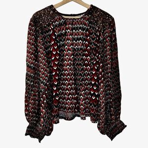 Blank London Top 3xl Women’s Red and Black Print with Sequins & Gold Thread